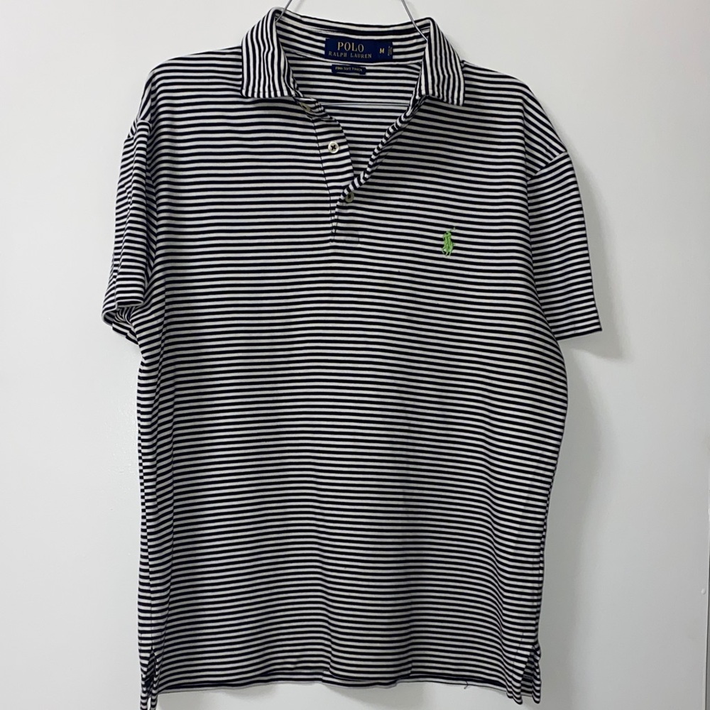 Polo by Ralph Lauren Men's Black and White Striped Polo Shirt